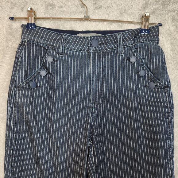 Blue Pinstripe Wit & Wisdom Skyhigh Flare Leg Jeans Size 4 - Picture 4 of 7